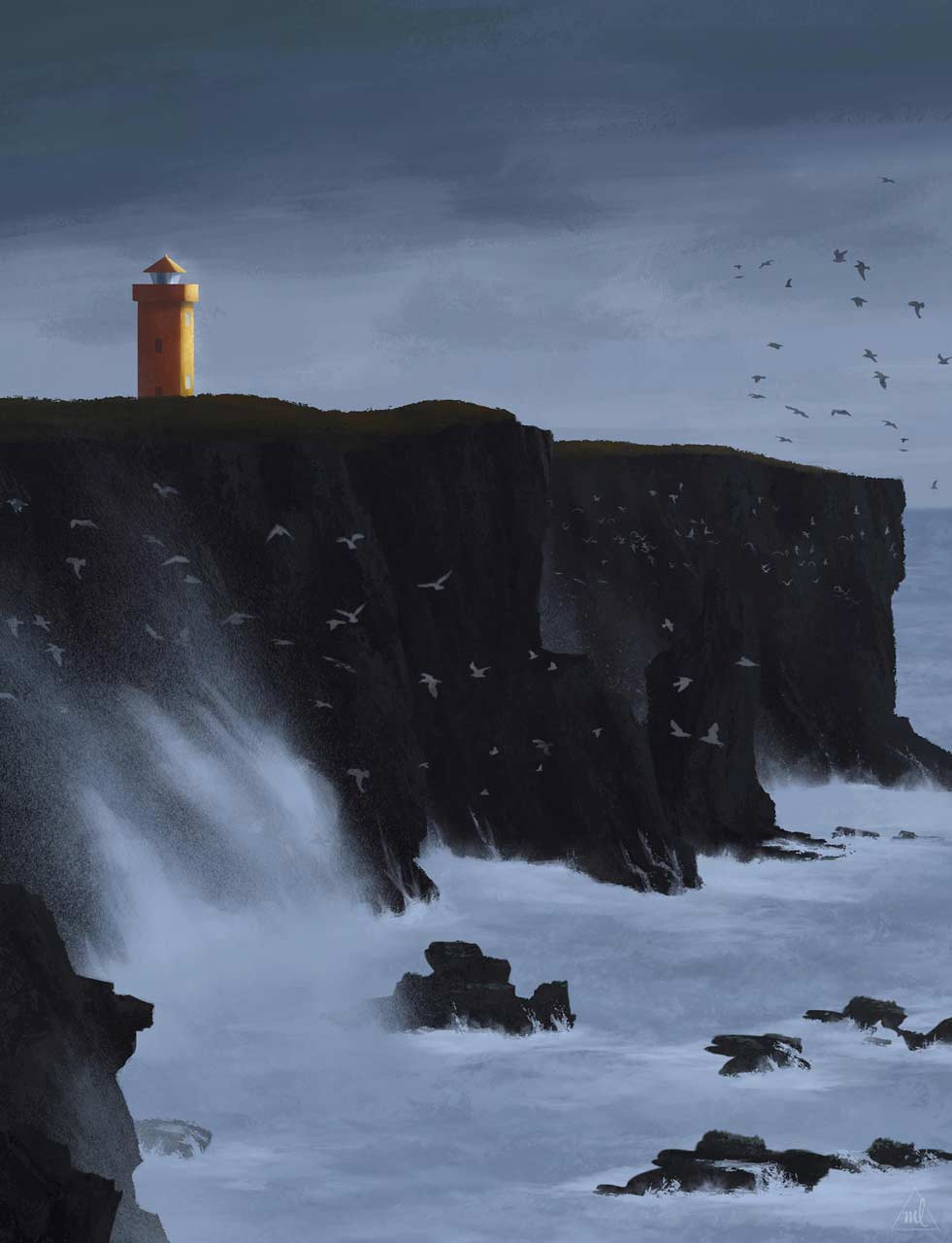 illustration digital painting speedpaint stormy cliff